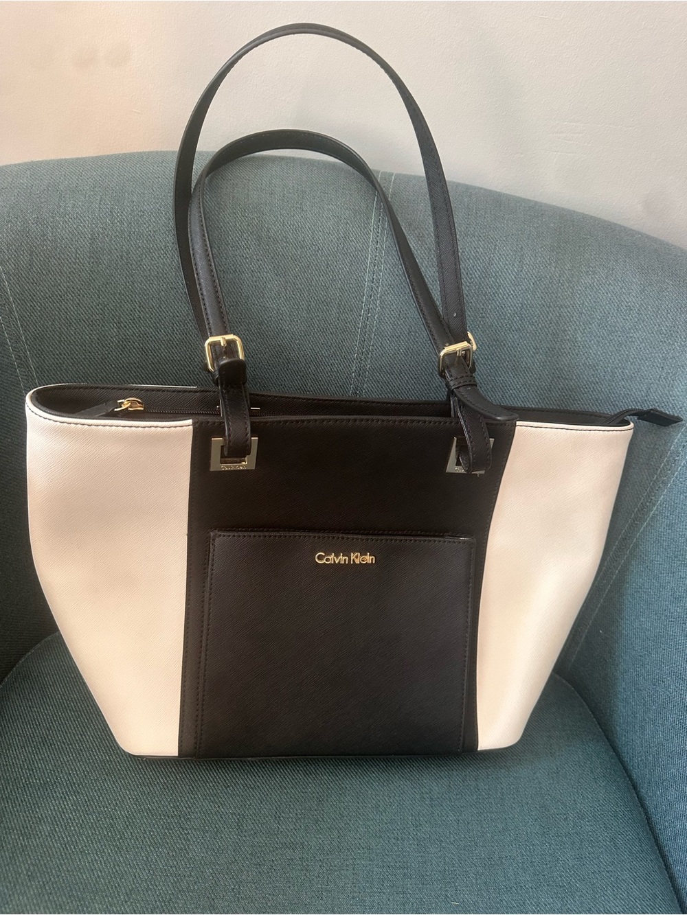 Calvin Klein Two-Tone Black and White Tote